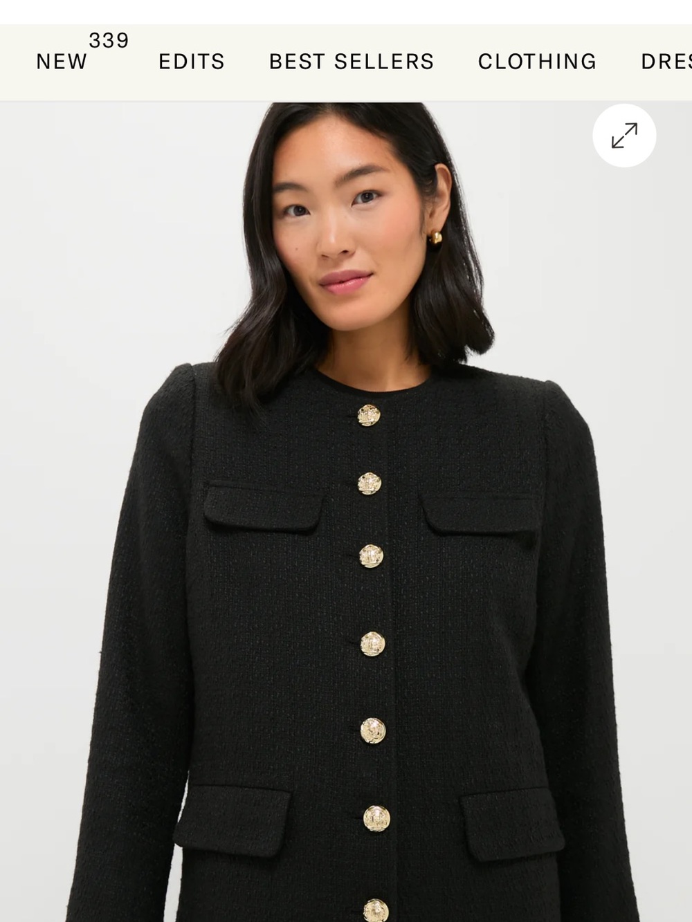 Pomander Place Black Tweed Jacket with Gold Buttons